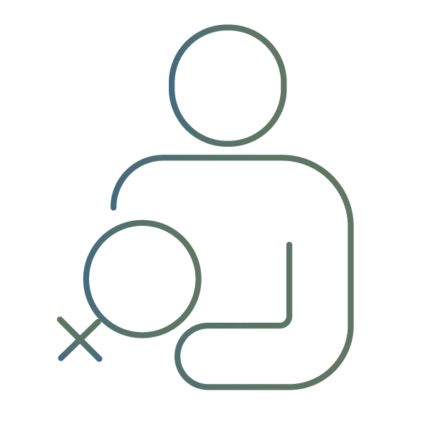 Gender neutral icon with circle and square design on a white background