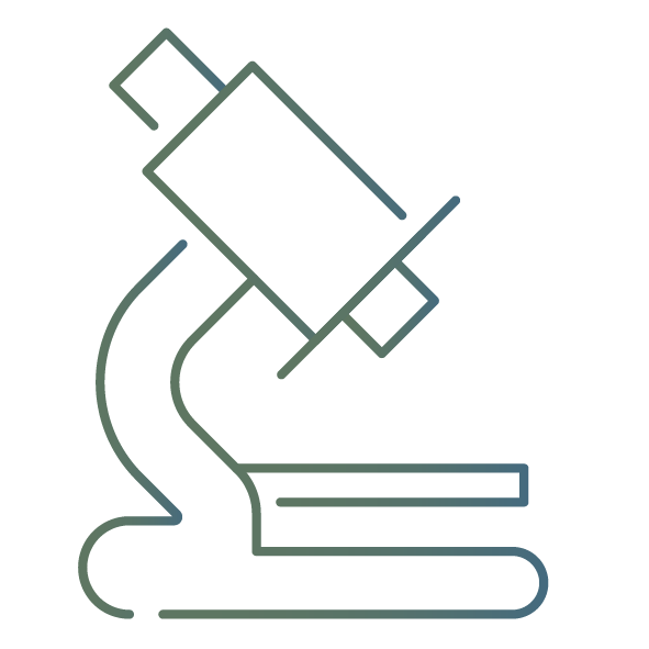 Line drawing of a microscope on a white background